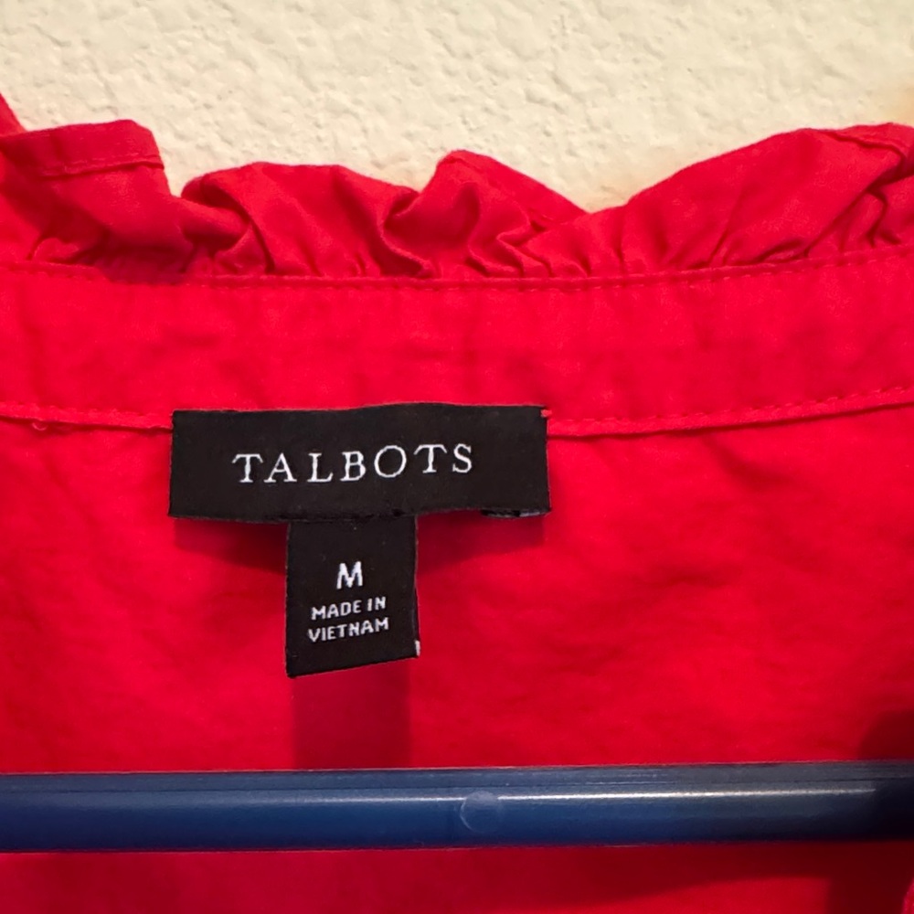 Talbots Vibrant Red Cotton Blouse - Picture 3 of 5
